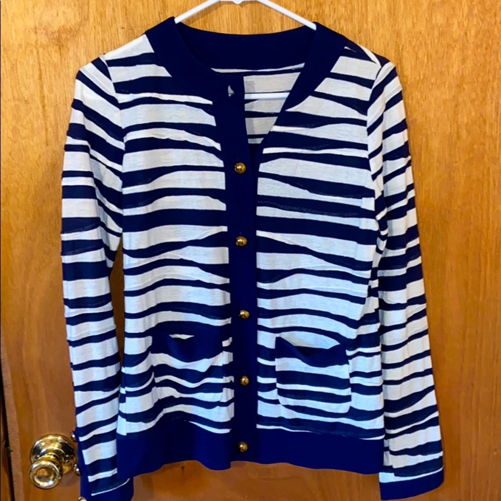 Blue and White Stripped Cardigan